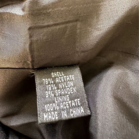 Adrianna Papell Satin Dress Pleated Color Block Black Tan 10 - Picture 9 of 12